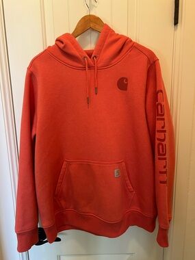 Carhartt Women’s Relaxed Fit Salmon Pink Pullover Hoodie. Size XL